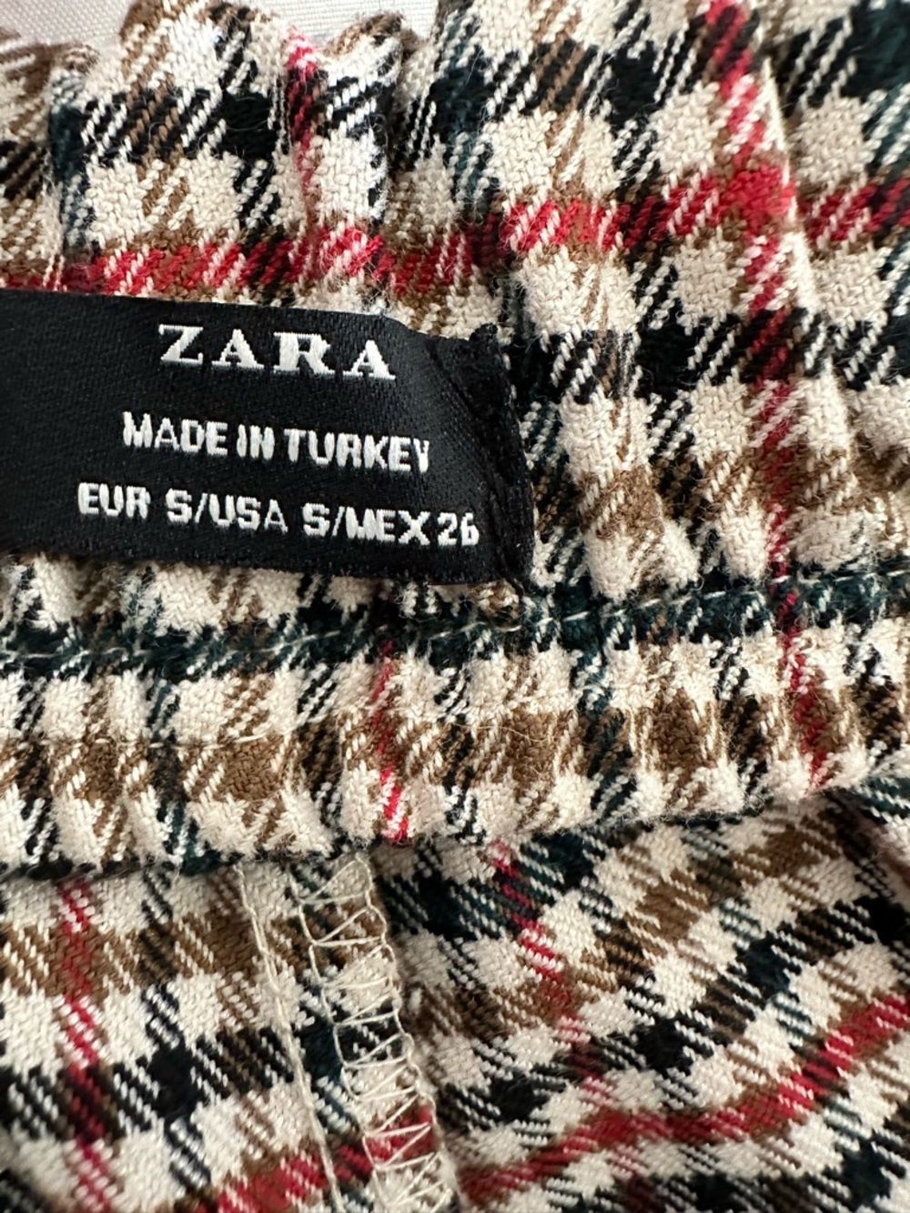 ZARA Plaid Wide Leg Trousers | High Waisted | Button Detail | Size S - Picture 6 of 9